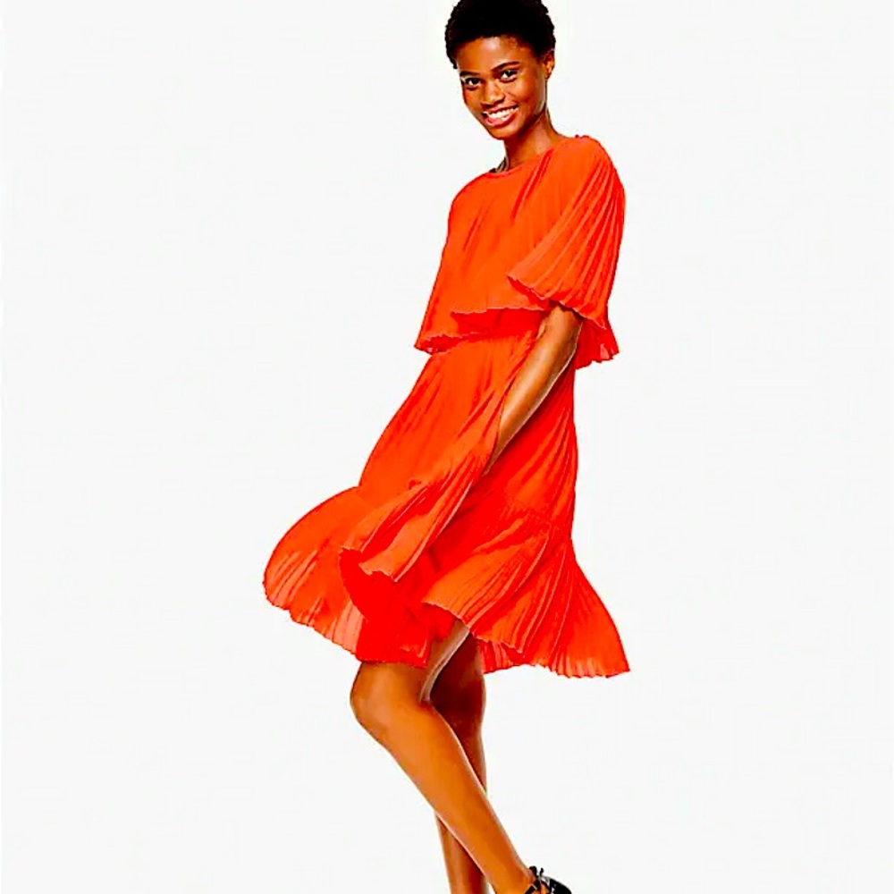 Kate Spade Persimmon Grove Pleated Cape Dress